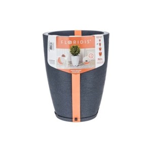 Vaso Amsterdã Grafiato Grafite Stone Effect - 28cm X 27cm - Floridis